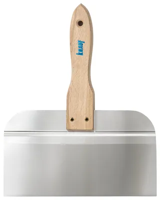 Obrázek produktu pro Široká stěrka Knauf 200 mm z nerezové oceli s ergonomickou dřevěnou rukojetí pro spáry sádrokartonových desek