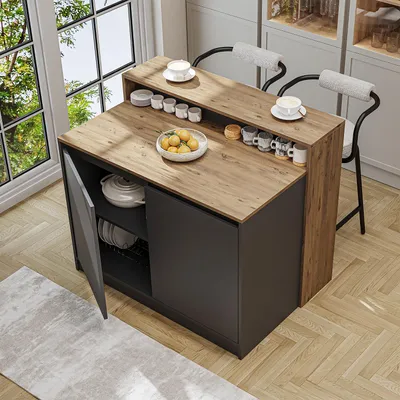 Produktbild von Roomart CORTADO Kücheninsel 120 cm breit, Anthrazit-Eiche