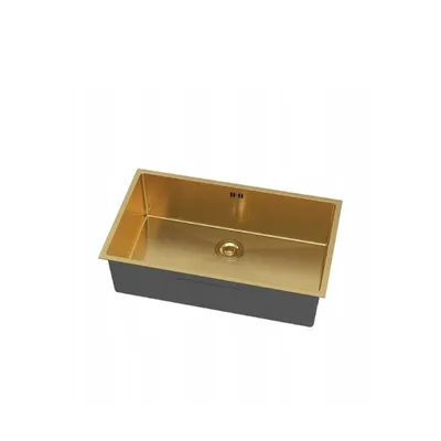 Produktbild von QLS Spülbecken SANTA Edelstahl Unterbau 74x44 cm + Siphon GOLD 11221
