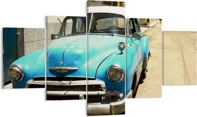 Produktbild von Bild auf Leinwand - Leinwandbild - Auto Klassiker Kuba Havanna - 125x70cm - Wand Bild - Wanddeko - Leinwanddruck - Bilder - Kunstdruck - Wanddekoration - Leinwand bilder - Wandkunst - EA125x70-1401