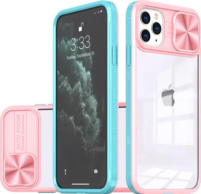 Produktbild von Hülle für iPhone 11 Pro Max Transparent TPU Bumper Schutzhülle mit Schiebe Kamera Schutz Pink