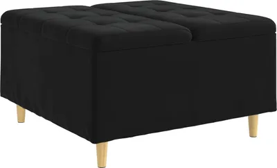 Produktbild von vidaXL Aufbewahrungsottomane mit Kissen Schwarz 80 x 80 x 45 cm Samt