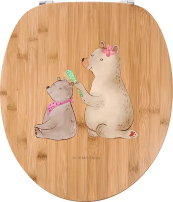 Produktbild von Mr. & Mrs. Panda Klo-Deckel Bär Kind - Transparent - Geschenk, Familie, Klodeckel, WC Sitz, Brille, Mutter, Tochter, WC-Sitz, Holz Klobrille, Muttertag, Toilettendeckel