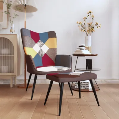 Image de Maison Exclusive - Fauteuil de détente avec repose-pieds en tissu patchwork