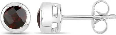 Produktbild von Vira Jewels Ohrstecker 925/- Sterling Silber 0,6cm weiß Granat rot 147220020