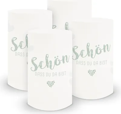 Produktbild von itenga 6x Windlicht Schön dass du da bist eukalyptus grün 10cm