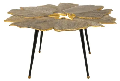 Image de Table basse LOTUSIA dorée 95 cm en aluminium avec plateau forme fleur design