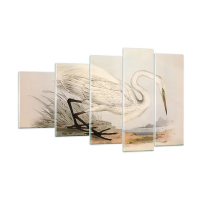 Produktbild von Bilder auf glas - 5 Teile - Vogel Weiß Reiher - 100x60cm - Glasbilder - Wandbilder - Bilder - zum Aufhängen bereit - Wanddekoration aus Glas - Glas Bilder - Wandbild auf Glas - GEG100x60-4979