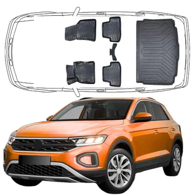 Produktbild von 3D Auto Fußmatten & Untere Kofferraumwanne Set Kompatibel mit VW T-Roc 1.Gen 2017-2025