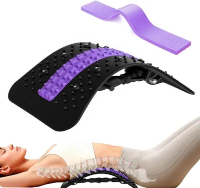 Zdjęcie produktu dla Urządzenie do rozciągania pleców - Masażer do pleców - Łagodzenie bólu pleców - Regulowana wysokość - 38 x 25 cm - Czarny