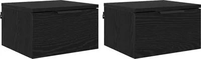 Productafbeelding van Nachtkastje 2 pcs Zwart Eiken 34 x 30 x 20 cm Bewerkt hout