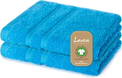 Produktbild von Lavea® 2er Set Seiftuch 30x30 cm, Seiftücher & Waschlappen Bali aus Baumwolle Frottee, pflegeleicht, 100% GOTS Baumwolle, Himmelblau
