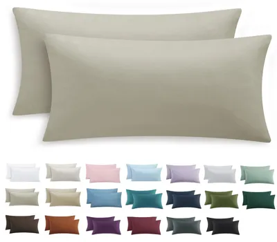 Produktbild von Kissenbezug 40 x 80 cm, 2er-Set - taupefarbener Kissenbezug mit Reißverschluss, 40 x 80 cm, aus weicher Mikrofaser.
