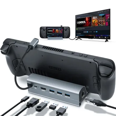 Produktbild von Für Steam Deck Dock 6-in-1 Steam Deck Dock Stand Accessory 3*USB 3.0 HDMI 4K@60Hz Gigabit Ethernet 1000Mbps PD 60W Hub