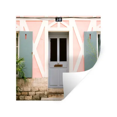 Produktbild von MuchoWow® Wandtattoo Wandsticker Wandaufkleber Rosa - Tür - Architektur - Haus 100x100 cm Selbstklebend und Repositionierbar - Wierderverwendbar - Selbstklebend