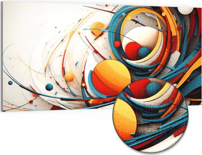 Produktbild von DEQOART Hybrid Leinwand Bild 100x50 cm 'Farbchaos in Bewegung' Wandbild Glas flach modern