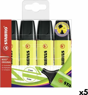 Obrázek produktu pro Sada fluorescenčních fixů Stabilo Boss žlutá (5 kusů)