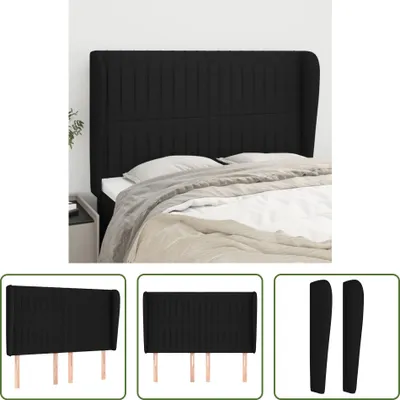 Produktbild von The Living Store Kopfteil mit Ohren Schwarz 147x23x118/128 cm Stoff