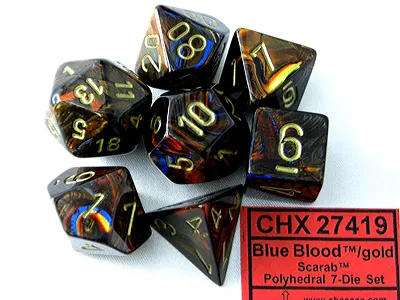 Obrázok produktu pre Chessex - Scarab - sada 7 kociek - Blue Blood/Gold