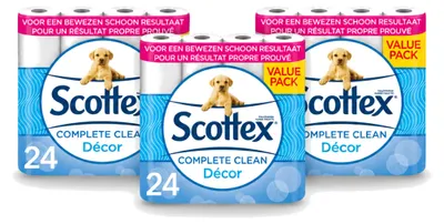 Zdjęcie produktu dla 3 rolki papieru toaletowego Scottex - 2 warstwy - opakowanie ekonomiczne - 3 sztuki