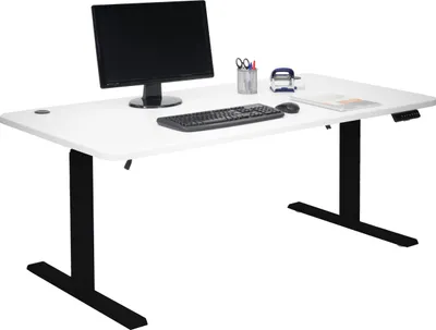 Produktbild von Schreibtisch HWC-D40, Computertisch, elektrisch höhenverstellbar 160x80cm 53kg MVG  weiß, schwarz