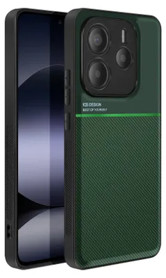 A close-up view of a smartphone case for a Xiaomi Redmi Note 14 5G, shown from the back.
