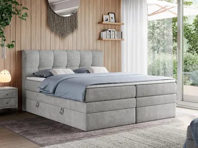 Produktbild von Boxspringbett mit Doppelmatratze - ALVIN-KING - 180 x 200 cm - Hellgrau - H4