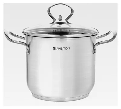 Produktbild von Hoher Edelstahlkochtopf mit Glasdeckel 2,7 l, 16 cm, für alle Herdarten, spülmaschinenfest