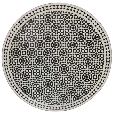 Produktbild von Mosaiktisch D120 schwarz weiß glasiert