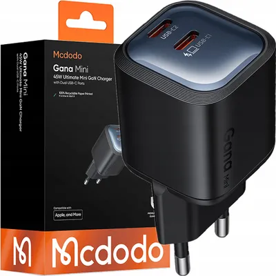 Zdjęcie produktu dla Mcdodo Szybka Ładowarka Sieciowa Do Telefonu Zasilacz 2X Usb-C Pd Gan 45W