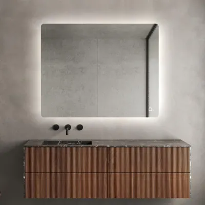 Image de Miroir de salle de bain rectangulaire 60x80cm rétroéclairé lumières LED Strokkur M