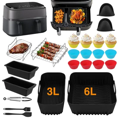 Airfryer-Zubehörset, 28-teilig, für Philips Dual Basket, Silikon