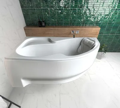 Image de ECOLAM Baignoire d'angle Wela 170 x 100 cm gauche + tablier | oreiller Mare | pieds + siphon | set complet