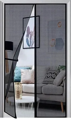 Produktbild von Magnetisches Balkonnetzwerk 85 x 210 cm Schwarz - verstärkte Insektenschutz - vliegenabweisend - selbstklebend - stärkere Magneten