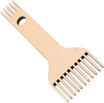 Productafbeelding van Weefkam Hout - Handwerk Tool - Textiel Vormgeven - Dubbelzijdig Borstelen - 20 cm - Houtkleur