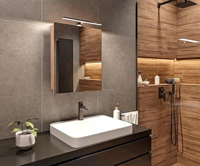 Szafka Łazienkowa LED Sonoma Wisząca z Lustrem - 50x60x14 cm - Funkcja cichego domykania - Szafka z oświetleniem LED 4000 k Wodoszczelność IP44