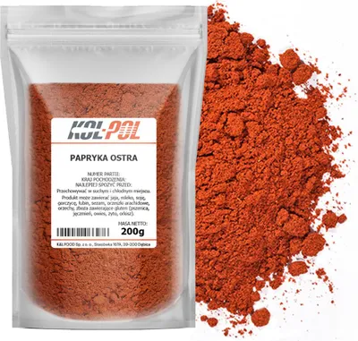 Zdjęcie produktu dla PAPRYKA OSTRA MIELONA 200g Czerwona aromatyczna naturalna jakość Kol-Pol