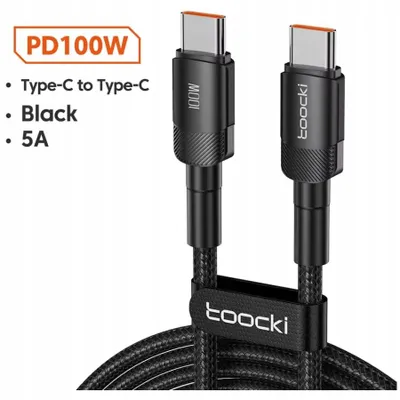 Produktbild von Toocki USB-C auf USB-C Kabel 100W 2m Schwarz