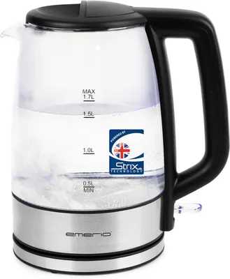 Produktbild von Glas Wasserkocher 1,7L,blaue LED Beleuchtung, 360° Basis, Borosilikatglas, automatische Abschaltung, Trockenlauf- & Überhitzungsschutz, modern elegant
