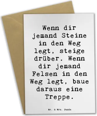 Produktbild von Mr. & Mrs. Panda Glückwunschkarte Spruch Stolpersteine im Alltag meistern - Weiß - Geschenk, inspirierende Sprüche, Zuversicht, Herausforderungen, osterkarten, Grußkarte