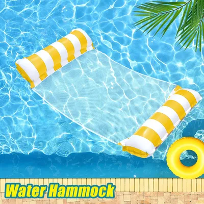 Produktbild von ASKSA Luftmatratze Pool Zubehoer Spass Luftmatratze Wasser Haengematte Aufblasbare Wasserhaengematte Erwachsene,Gelb
