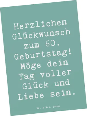 Produktbild von Mr. & Mrs. Panda kunstkarte Spruch 60. Geburtstag Glückwunsch - Meeresbrise - Geschenk, liebevolle Handarbeit, Meilenstein, personalisierte Geschenke, Grußkarte, feiern