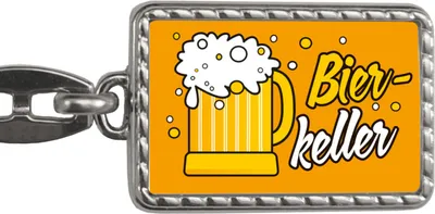 Produktbild von Bierkeller Bierkrug Schlüsselanhänger mit Bordüre in orange für Männer