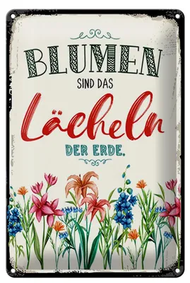 Produktbild von Blechschild Spruch 20x30cm Blumen sind das Lächeln der Erde