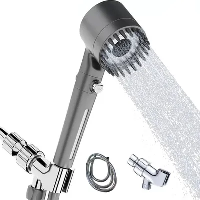 Produktbild von Duschkopf, Duschkopf Wassersparend, 3 Strahlarten Sparduschkopf Handbrause Dusche für Hartes Wasser, Shower Head, Mit Halterung und 1,5m Schlauch