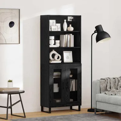 Obrázok produktu pre vidaXL Vysoká komoda, 2 kusy, čierna, vzhľad dubu, 69,5 x 34 x 180 cm