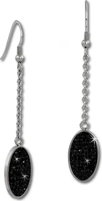 Produktbild von Amello Edelstahl Ohrhänger Damen Zirkonia Ohrringe silber schwarz Oval ESOS09S