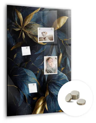 Produktbild von Dekorative Magnettafel 60x90 cm - Magnetwand - für Fotos, Karten und Notizen - Fotowand - Memoboard - Magnetpinnwand - Wanddekoration - Dunkler Blumenlook