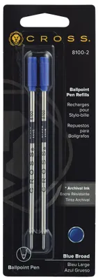 Produktbild von Cross Kugelschreiberminen Standard blau, breit, 2 Stück im Blister