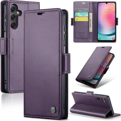 Produktbild von Galaxy A24 4G Hülle, Leder Brieftasche Kartenfach Schutzhülle mit Standfunktion für Samsung Galaxy A24 4G Lila